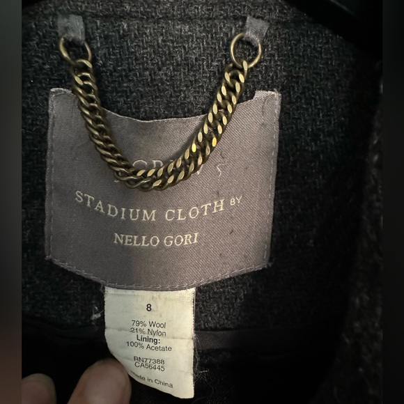 Wool belted peacoat J. crew size 8 charcoal gray stadium cloth newly lined - Picture 4 of 5